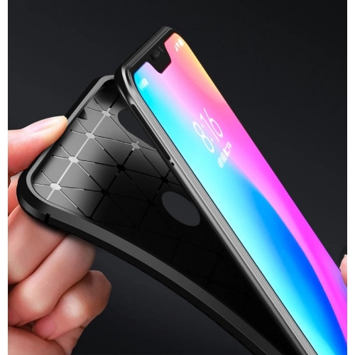 Xiaomi Redmi Note 6 Pro Kılıf Silikon Parmak İzi Bırakmayan Karbon Soft Negro Kapak - Lacivert