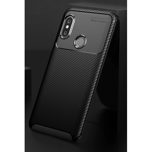 Xiaomi Redmi Note 6 Pro Kılıf Silikon Parmak İzi Bırakmayan Karbon Soft Negro Kapak - Lacivert