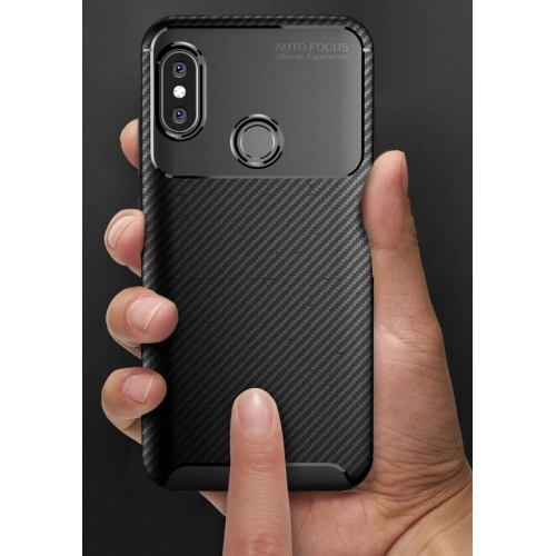 Xiaomi Redmi Note 6 Pro Kılıf Silikon Parmak İzi Bırakmayan Karbon Soft Negro Kapak - Lacivert