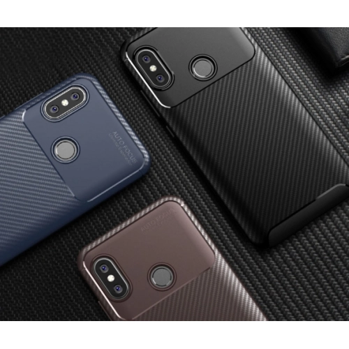 Xiaomi Redmi Note 6 Pro Kılıf Silikon Parmak İzi Bırakmayan Karbon Soft Negro Kapak - Lacivert