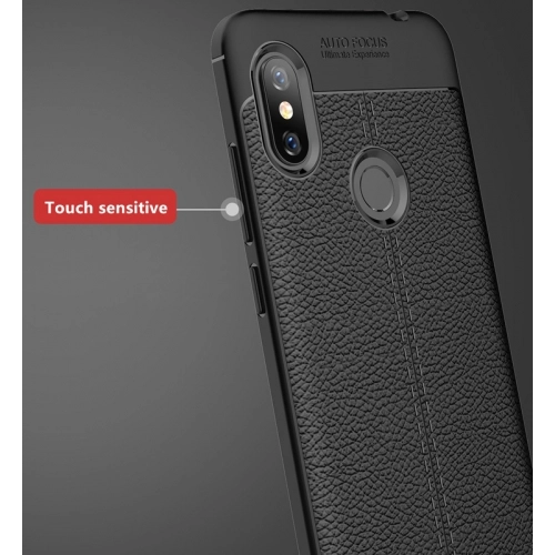 Xiaomi Redmi Note 6 Pro Kılıf Deri Görünümlü Lüks Parmak İzi Bırakmaz Niss Silikon Kapak - Lacivert