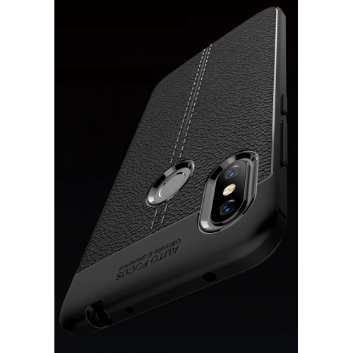 Xiaomi Redmi Note 6 Pro Kılıf Deri Görünümlü Lüks Parmak İzi Bırakmaz Niss Silikon Kapak - Siyah