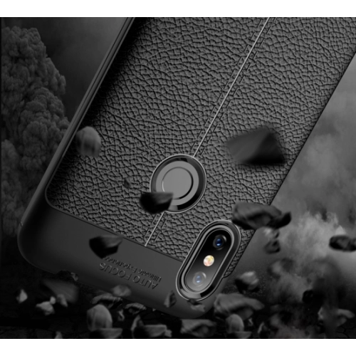 Xiaomi Redmi Note 6 Pro Kılıf Deri Görünümlü Lüks Parmak İzi Bırakmaz Niss Silikon Kapak - Siyah