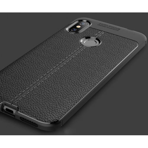 Xiaomi Redmi Note 6 Pro Kılıf Deri Görünümlü Lüks Parmak İzi Bırakmaz Niss Silikon Kapak - Siyah