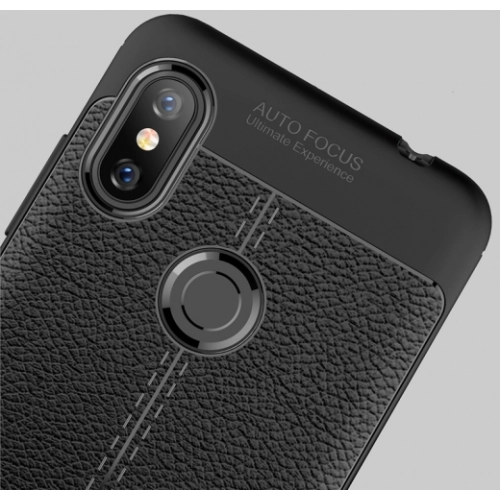 Xiaomi Redmi Note 6 Pro Kılıf Deri Görünümlü Lüks Parmak İzi Bırakmaz Niss Silikon Kapak - Siyah