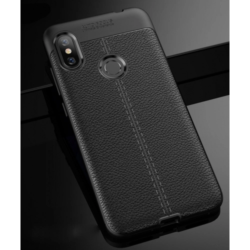 Xiaomi Redmi Note 6 Pro Kılıf Deri Görünümlü Lüks Parmak İzi Bırakmaz Niss Silikon Kapak - Siyah