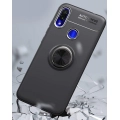 Xiaomi Redmi Note 7 Kılıf Renkli Silikon Yüzüklü Standlı Auto Focus Ravel Kapak - Kırmızı - Siyah