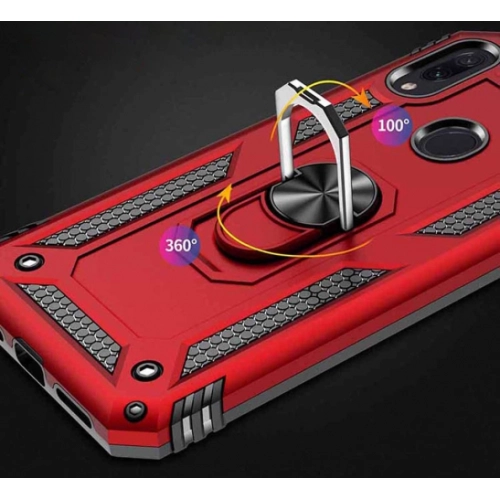 Xiaomi Redmi Note 7 Kılıf Silikon Zırhlı Standlı Yüzüklü Mıknatıslı Tank Kapak - Gold