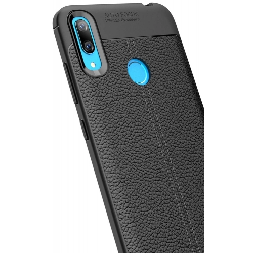 Xiaomi Redmi Note 7 Kılıf Deri Görünümlü Lüks Parmak İzi Bırakmaz Niss Silikon Kapak - Lacivert