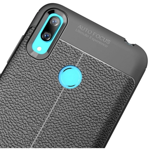 Xiaomi Redmi Note 7 Kılıf Deri Görünümlü Lüks Parmak İzi Bırakmaz Niss Silikon Kapak - Siyah