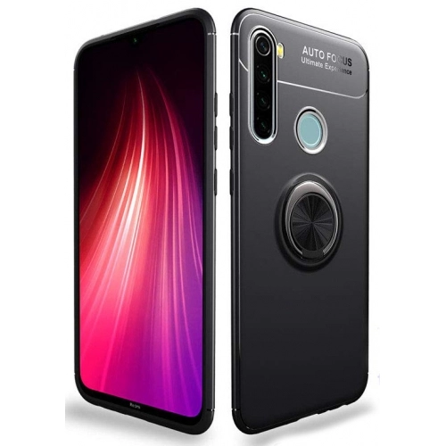 Xiaomi Redmi Note 8 Kılıf Renkli Silikon Yüzüklü Standlı Auto Focus Ravel Kapak - Mavi