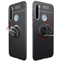 Xiaomi Redmi Note 8 Kılıf Renkli Silikon Yüzüklü Standlı Auto Focus Ravel Kapak - Kırmızı - Siyah