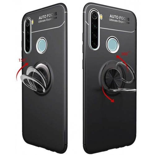 Xiaomi Redmi Note 8 Kılıf Renkli Silikon Yüzüklü Standlı Auto Focus Ravel Kapak - Mavi