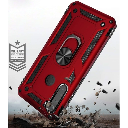 Xiaomi Redmi Note 8 Kılıf Silikon Zırhlı Standlı Yüzüklü Mıknatıslı Tank Kapak - Gri