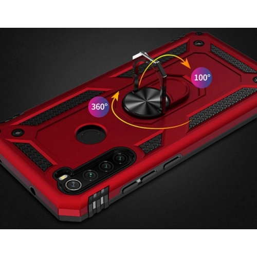 Xiaomi Redmi Note 8 Kılıf Silikon Zırhlı Standlı Yüzüklü Mıknatıslı Tank Kapak - Lacivert