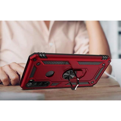 Xiaomi Redmi Note 8 Kılıf Silikon Zırhlı Standlı Yüzüklü Mıknatıslı Tank Kapak - Siyah