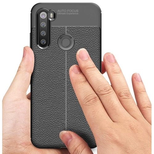 Xiaomi Redmi Note 8 Kılıf Deri Görünümlü Lüks Parmak İzi Bırakmaz Niss Silikon Kapak - Lacivert