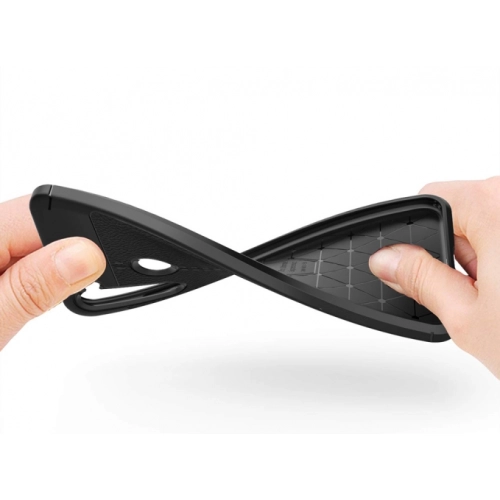 Xiaomi Redmi Note 8 Kılıf Deri Görünümlü Lüks Parmak İzi Bırakmaz Niss Silikon Kapak - Siyah