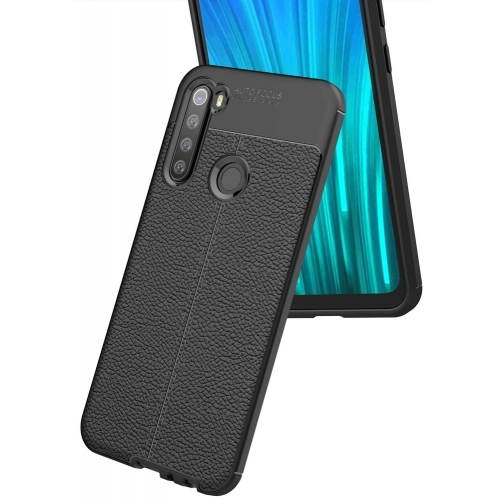 Xiaomi Redmi Note 8 Kılıf Deri Görünümlü Lüks Parmak İzi Bırakmaz Niss Silikon Kapak - Lacivert