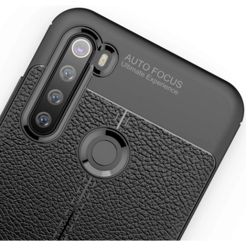 Xiaomi Redmi Note 8 Kılıf Deri Görünümlü Lüks Parmak İzi Bırakmaz Niss Silikon Kapak - Lacivert