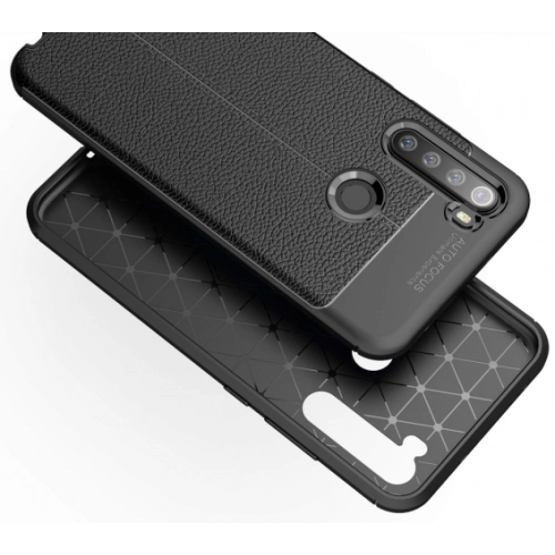 Xiaomi Redmi Note 8 Kılıf Deri Görünümlü Lüks Parmak İzi Bırakmaz Niss Silikon Kapak - Siyah