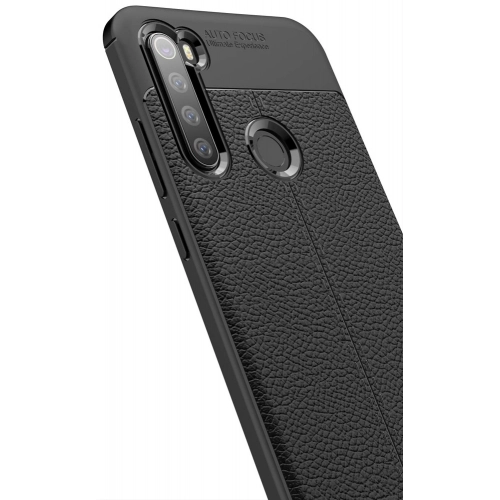 Xiaomi Redmi Note 8 Kılıf Deri Görünümlü Lüks Parmak İzi Bırakmaz Niss Silikon Kapak - Lacivert