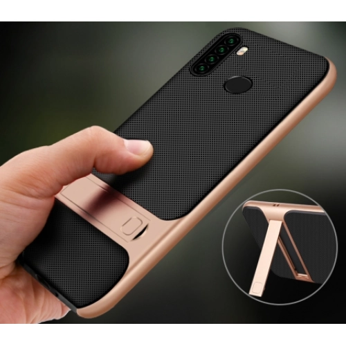 Xiaomi Redmi Note 8 Kılıf Tam Koruma İnce Standlı Esnek Verüs Silikon - Kırmızı