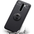 Xiaomi Redmi Note 8 Pro Kılıf Renkli Silikon Yüzüklü Standlı Auto Focus Ravel Kapak - Kırmızı - Siyah