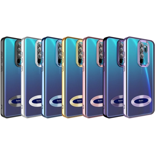 Xiaomi Redmi Note 8 Pro Kılıf Kamera Lens Korumalı Şeffaf Renkli Logo Gösteren Parlak Kapak - Gümüş