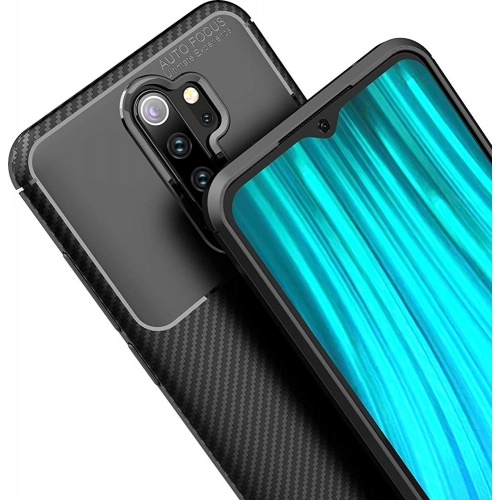 Xiaomi Redmi Note 8 Pro Kılıf Silikon Parmak İzi Bırakmayan Karbon Soft Negro Kapak - Lacivert