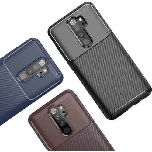 Xiaomi Redmi Note 8 Pro Kılıf Silikon Parmak İzi Bırakmayan Karbon Soft Negro Kapak - Lacivert