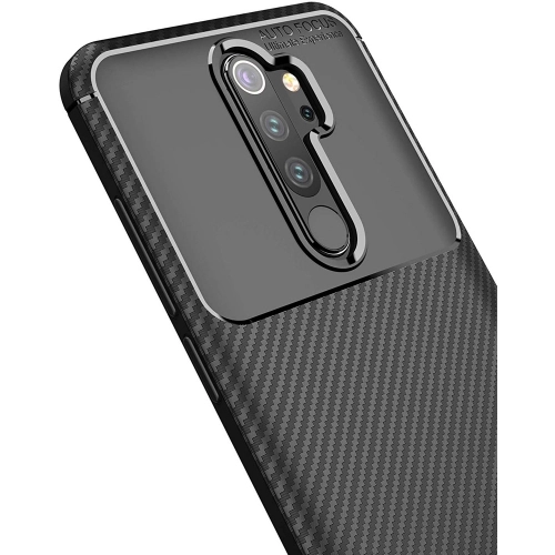 Xiaomi Redmi Note 8 Pro Kılıf Silikon Parmak İzi Bırakmayan Karbon Soft Negro Kapak - Siyah