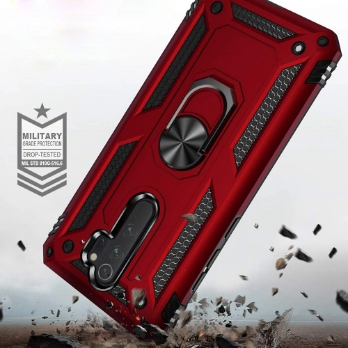 Xiaomi Redmi Note 8 Pro Kılıf Silikon Zırhlı Standlı Yüzüklü Mıknatıslı Tank Kapak - Rose Gold