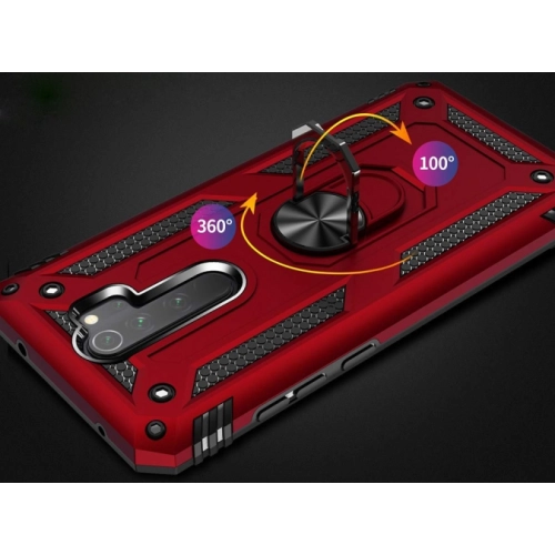 Xiaomi Redmi Note 8 Pro Kılıf Silikon Zırhlı Standlı Yüzüklü Mıknatıslı Tank Kapak - Gri