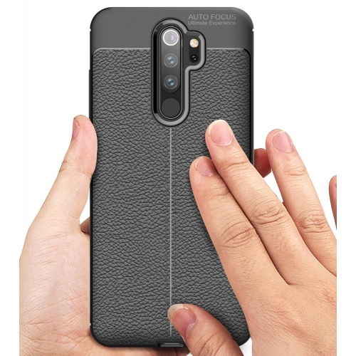 Xiaomi Redmi Note 8 Pro Kılıf Deri Görünümlü Lüks Parmak İzi Bırakmaz Niss Silikon Kapak - Lacivert