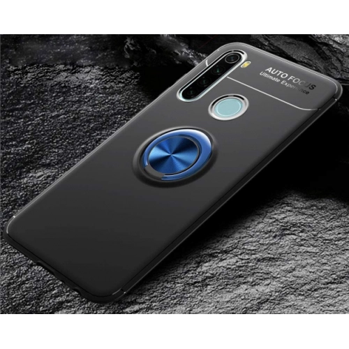 Xiaomi Redmi Note 8T Kılıf Renkli Silikon Yüzüklü Standlı Auto Focus Ravel Kapak - Mavi - Siyah