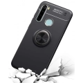Xiaomi Redmi Note 8T Kılıf Renkli Silikon Yüzüklü Standlı Auto Focus Ravel Kapak - Kırmızı - Siyah