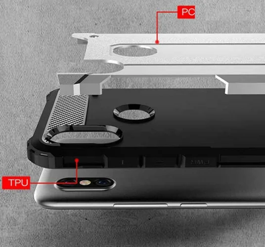 Xiaomi Redmi S2 Kılıf Zırhlı Tank Crash Silikon Kapak - Gold