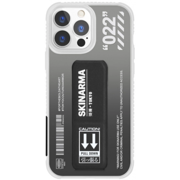 Apple iPhone 13 Pro (6.1) Uyumlu Kılıf SkinArma Standlı Şeffaf Tasarımlı Taihi Kobai Kapak - Siyah