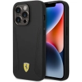 Apple iPhone 14 Pro (6.1) Uyumlu Kılıf Ferrari Magsafe Şarj Özellikli Deri Kenarları Damgalı Dizayn Kapak - Siyah
