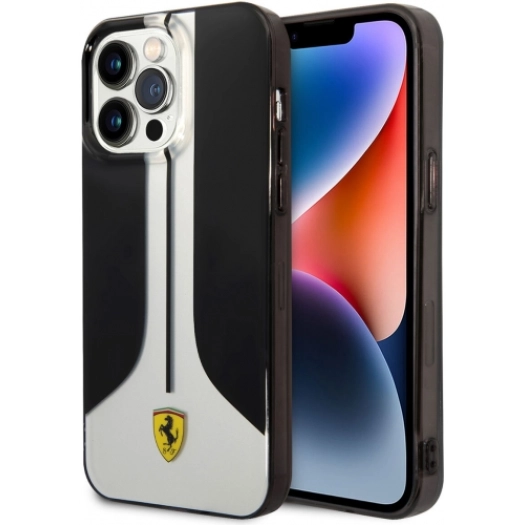 Apple iPhone 14 Pro Max (6.7) Uyumlu Kılıf Ferrari 296 Çizgili Dizayn Kapak - Siyah