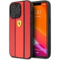 Apple iPhone 14 Pro Max (6.7) Uyumlu Kılıf Ferrari PU Deri Ve Karbon Dizayn Kapak - Kırmızı