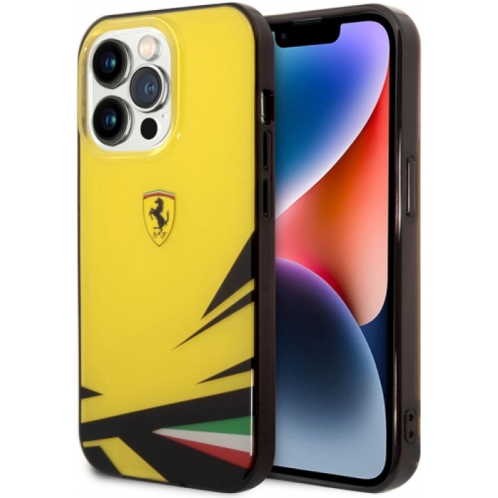 Apple iPhone 14 Pro Max (6.7) Uyumlu Kılıf Ferrari Sarı İtalyan Bayrak Baskılı Dizayn Kapak - Sarı