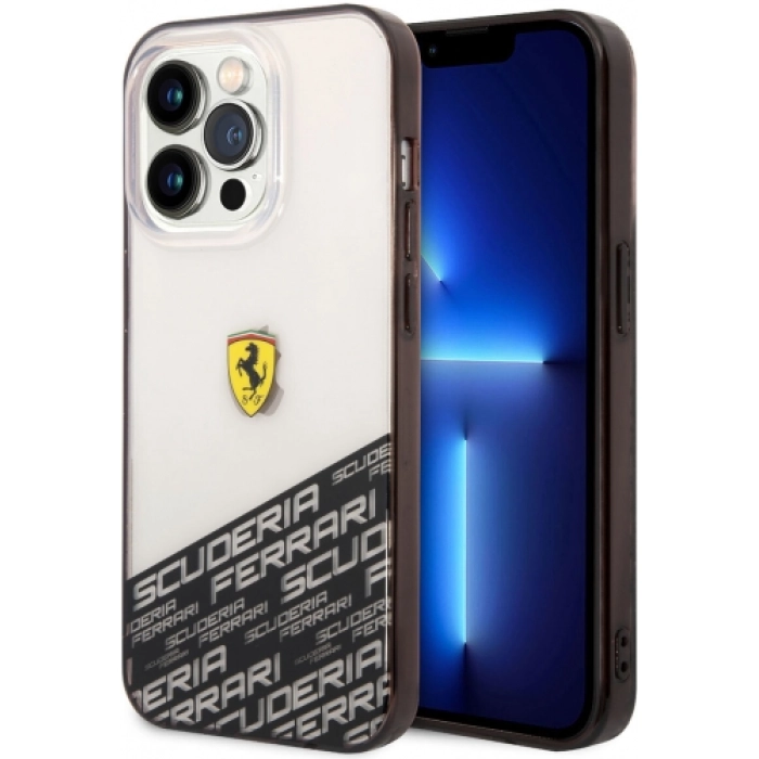 Apple iPhone 14 Pro Max (6.7) Uyumlu Kılıf Ferrari Transparan Alt Kısım Baskılı Dizayn Kapak - Gümüş