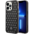 Apple iPhone 14 Pro Max (6.7) Uyumlu Kılıf Mercedes Benz Çift Katmanlı Yıldız Desenli Dizayn Kapak - Gümüş - Siyah