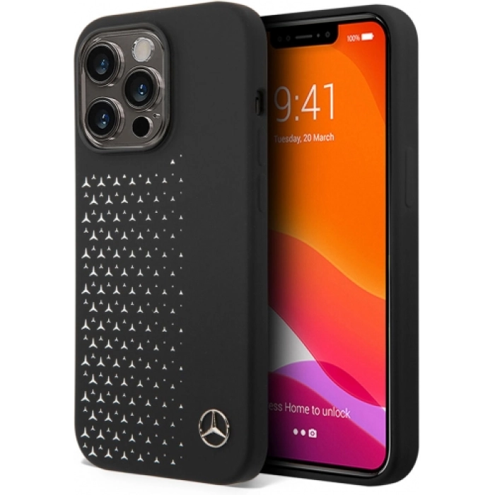 Apple iPhone 14 Pro Max (6.7) Uyumlu Kılıf Mercedes Benz Yatay Gradient Yıldızlı Silikon Kapak - Siyah