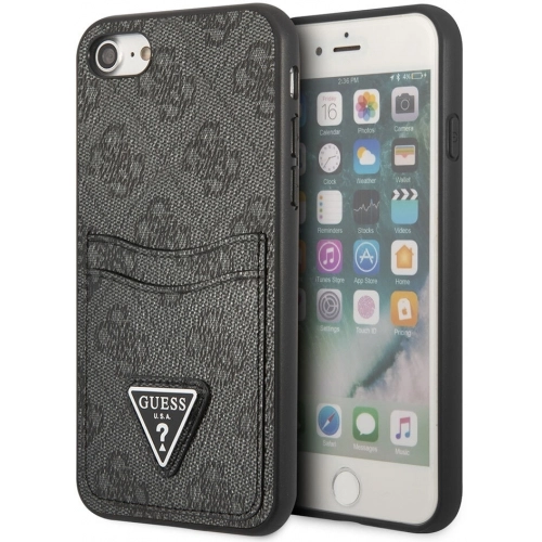 Apple iPhone 8 Uyumlu Kılıf GUESS Çift Kart Bölmeli Kapak - Siyah