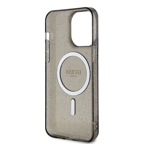 Apple iPhone 13 Pro Max (6.7) Uyumlu Kılıf GUESS Magsafe Şarj Özellikli Glitter Kapak - Siyah