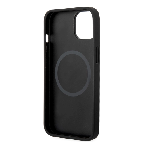 Apple iPhone 14 (6.1) Uyumlu Kılıf Ferrari Magsafe Şarj Özellikli Karbon İtalyan Bayrak Dizayn Kapak - Siyah