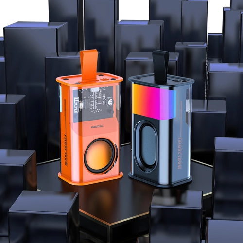 Bluetooth 5.3 Speaker Hoparlör Recci RSK-W30 Mars Serisi Hi-Fi RGB Işıklı Wireless 500mAh Siyah - Siyah